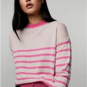 PHILOSOPHY | Anthropologie Striped Pink Crew Neck Sweater